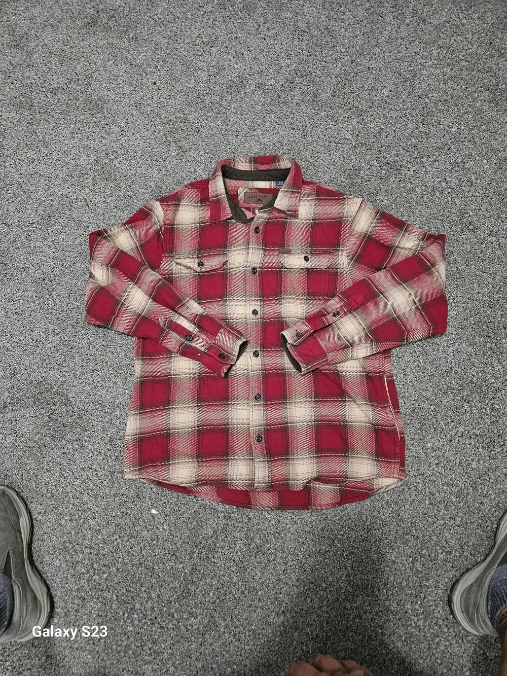 Orvis Red and Cream Plaid Button-Down Shirt